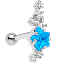 Load image into Gallery viewer, Aqua CZ Gem Shooting Star Cartilage Tragus Earring