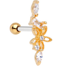 Load image into Gallery viewer, Clear CZ Gem Gold Tone Flower Cascade Cartilage Tragus Earring
