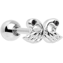 Load image into Gallery viewer, Ruffled Feather Dual Swans Cartilage Tragus Earring