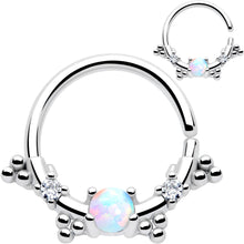 Load image into Gallery viewer, 16G 3/8 White Synthetic Opal Luminous Seamless Circular Ring
