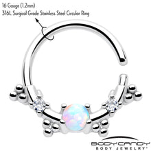 Load image into Gallery viewer, 16G 3/8 White Synthetic Opal Luminous Seamless Circular Ring