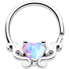 将图片加载到图库查看器,16G 5/16 White Synthetic Opal Bold Heart Seamless Circular Ring