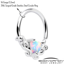 将图片加载到图库查看器,16G 5/16 White Synthetic Opal Bold Heart Seamless Circular Ring