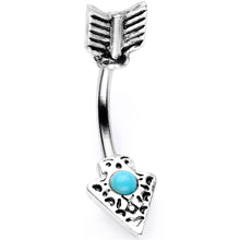 将图片加载到图库查看器,Faux Turquoise Feather Arrow Double Mount Belly Ring