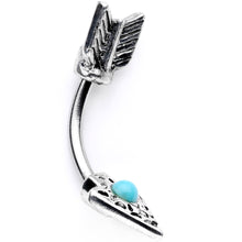 将图片加载到图库查看器,Faux Turquoise Feather Arrow Double Mount Belly Ring