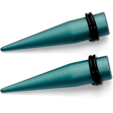 Load image into Gallery viewer, 7/16 Teal Matte Silicone over Stainless Steel Straight Taper Set