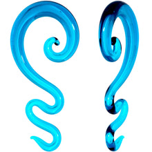 将图片加载到图库查看器,Blue Glass Translucent Zig Zag Spiral Taper Set 6mm to 12mm