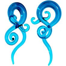 Load image into Gallery viewer, Blue Glass Translucent Swirl Twirl Spiral Taper Set 6mm to 12mm