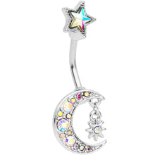 将图片加载到图库查看器,Aurora Gem Moon and Star Double Mount Belly Ring