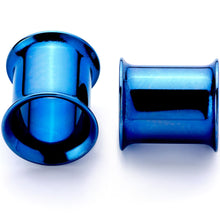 Load image into Gallery viewer, Blue Anodized Steel Double Flare Tunnel Plug Set 4mm to 16mm