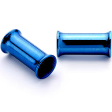 Load image into Gallery viewer, Blue Anodized Steel Double Flare Tunnel Plug Set 4mm to 16mm