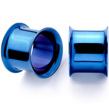 Load image into Gallery viewer, Blue Anodized Steel Double Flare Tunnel Plug Set 4mm to 16mm