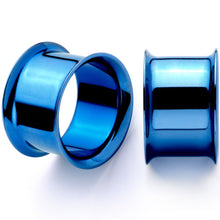 Load image into Gallery viewer, Blue Anodized Steel Double Flare Tunnel Plug Set 4mm to 16mm