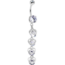 Load image into Gallery viewer, Clear CZ Gem Heart Trap Dangle Belly Ring