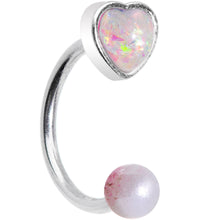 将图片加载到图库查看器,16G 5/16 White Faux Opal Heart Pearlescent Horseshoe Barbell