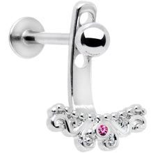 Load image into Gallery viewer, Pink Gem Victorian Swirl Dangle Cartilage Tragus Helix Piercing