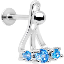 将图片加载到图库查看器,Blue Gem Triplet Fan Dangle Cartilage Tragus Helix Piercing