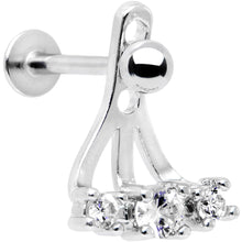 Load image into Gallery viewer, Clear Gem Triplet Fan Dangle Cartilage Tragus Helix Piercing
