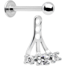 Load image into Gallery viewer, Clear Gem Triplet Fan Dangle Cartilage Tragus Helix Piercing