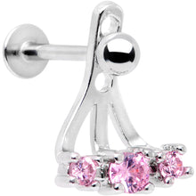 将图片加载到图库查看器,Pink Gem Triplet Fan Dangle Cartilage Tragus Helix Piercing