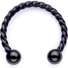 Load image into Gallery viewer, 16G 3/8 Pink Faux Opal Black Anodized Horseshoe Closure Ring Set