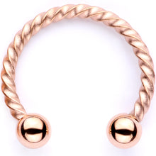 Load image into Gallery viewer, 16G 3/8 Pink Faux Opal Rose Gold Tone Horseshoe Closure Ring Set