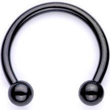 Load image into Gallery viewer, 16G 3/8 White Faux Opal Black Anodized Twisted Horseshoe Closure Ring Set