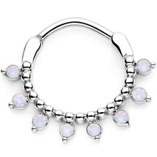 Load image into Gallery viewer, 16G 3/8 White Faux Opal Twisted Hoseshoe and Clicker Set of 3