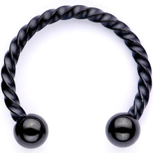 将图片加载到图库查看器,16G Teal Faux Opal Black Anodized Twisted Horseshoe Clip On Fake Septum Ring Set