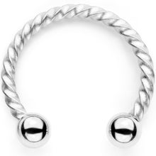 Load image into Gallery viewer, 16G White Faux Opal Twisted Horseshoe Clip On Fake Septum Ring Set