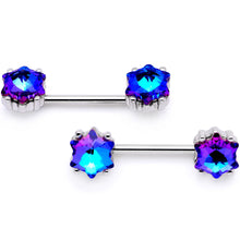 Load image into Gallery viewer, 14G Blue Gem Supernova Captive Ring Barbell Nipple Ring Set