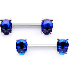 Load image into Gallery viewer, 14G Blue Sugar Skull Captive Ring Barbell Nipple Ring Set