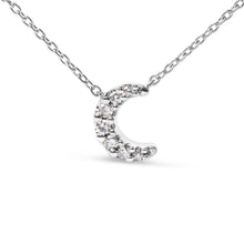 Load image into Gallery viewer, 10K White Gold Diamond Accented Crescent Moon Shaped 18" Inch Pendant Necklace (H-I Color, I1-I2 Clarity)