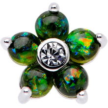 Load image into Gallery viewer, 16G 1/4 Green Faux Opal CZ Flower Cartilage Tragus
