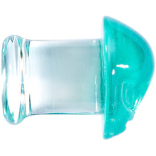 Load image into Gallery viewer, Clear Green Pyrex Glass Alien Face Double Flare Plug Set 6mm to 16mm