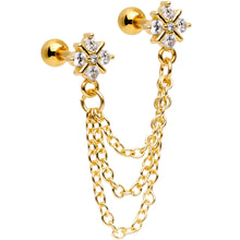 Load image into Gallery viewer, 16G 1/4 Clear Gem Gold PVD Decadence Cartilage Chain Earring