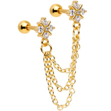 Load image into Gallery viewer, 16G 1/4 Clear Gem Gold PVD Decadence Cartilage Chain Earring