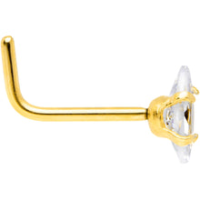 Load image into Gallery viewer, 20G 1/4 Clear CZ Gem Gold IP Ellipse L Shape Nose Ring