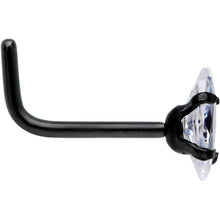 Load image into Gallery viewer, 20G 1/4 Clear CZ Gem Black IP Ellipse L Shape Nose Ring