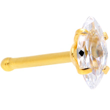 Load image into Gallery viewer, 20G 1/4 Clear CZ Gem Gold IP Ellipse Nose Bone