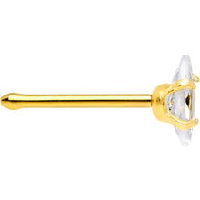 Load image into Gallery viewer, 20G 1/4 Clear CZ Gem Gold IP Ellipse Nose Bone