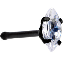 将图片加载到图库查看器,20G 1/4 Clear CZ Gem Black IP Ellipse Nose Bone