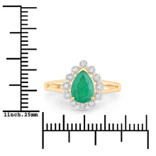Load image into Gallery viewer, 1.22 Carat Genuine Zambian Emerald and White Diamond 14K Yellow Gold Ring