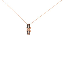 Load image into Gallery viewer, 10K Rose Gold 1/4 Cttw White and Chocolate Brown Diamond Infinity Twist Pendant Necklace (I-J Color, I1-I2 Clarity)