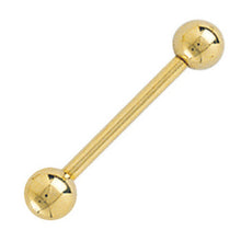 Load image into Gallery viewer, Solid 14k Yellow Gold Barbell Straight Barbell Ring 16G 3/8 3mm