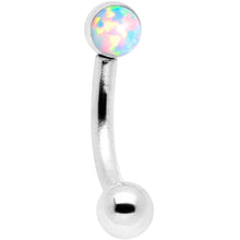 Load image into Gallery viewer, 16G 1/4 White Synthetic Opal Flat Set Curved Eyebrow Rook Piercing