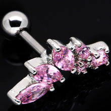 将图片加载到图库查看器,16G 1/4 Pink Gem Dewdrop Cluster Cartilage Tragus Earring