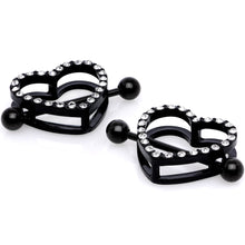 将图片加载到图库查看器,14G 5/8 Clear Gem Black Valentine Heart Nipple Ring Set