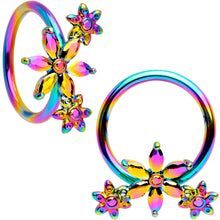 Load image into Gallery viewer, 16G 3/8 Rainbow Flower Power Horseshoe BCR Captive Ring Set