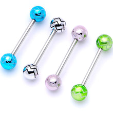 Load image into Gallery viewer, Pastel Zig Zag Party Barbell Tongue Ring Set of 4